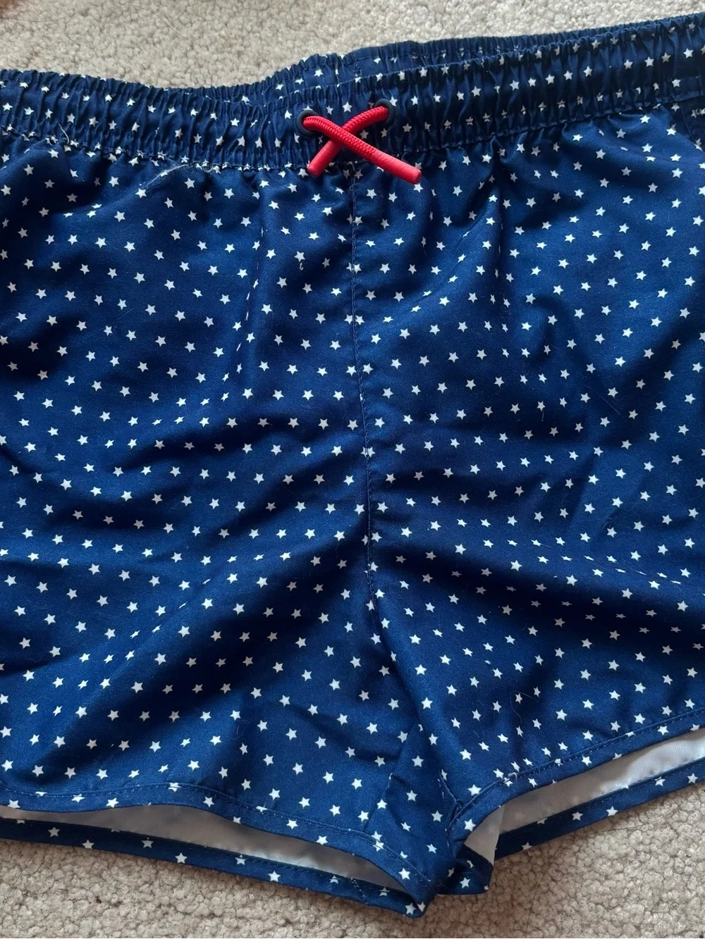 Boys Blue Gingham & Star Print Swim Shorts Set - Navy & Light Blue